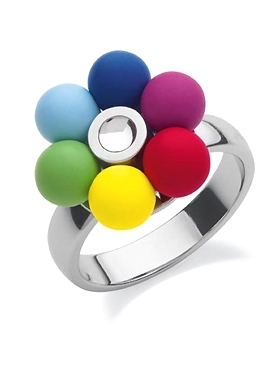 Anillo de acero con flor de colores de Swatch